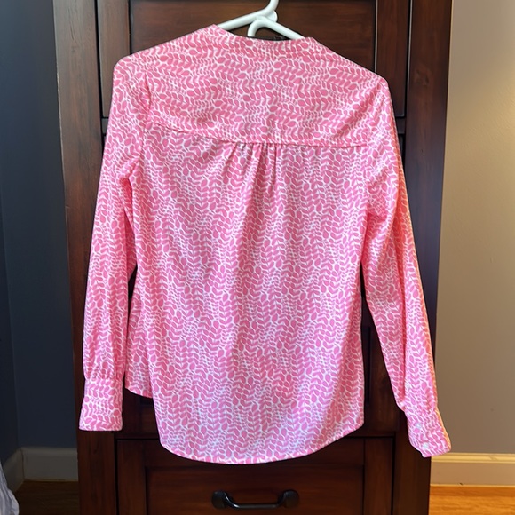 Boden pink and white silky button down blouse - Picture 4 of 4